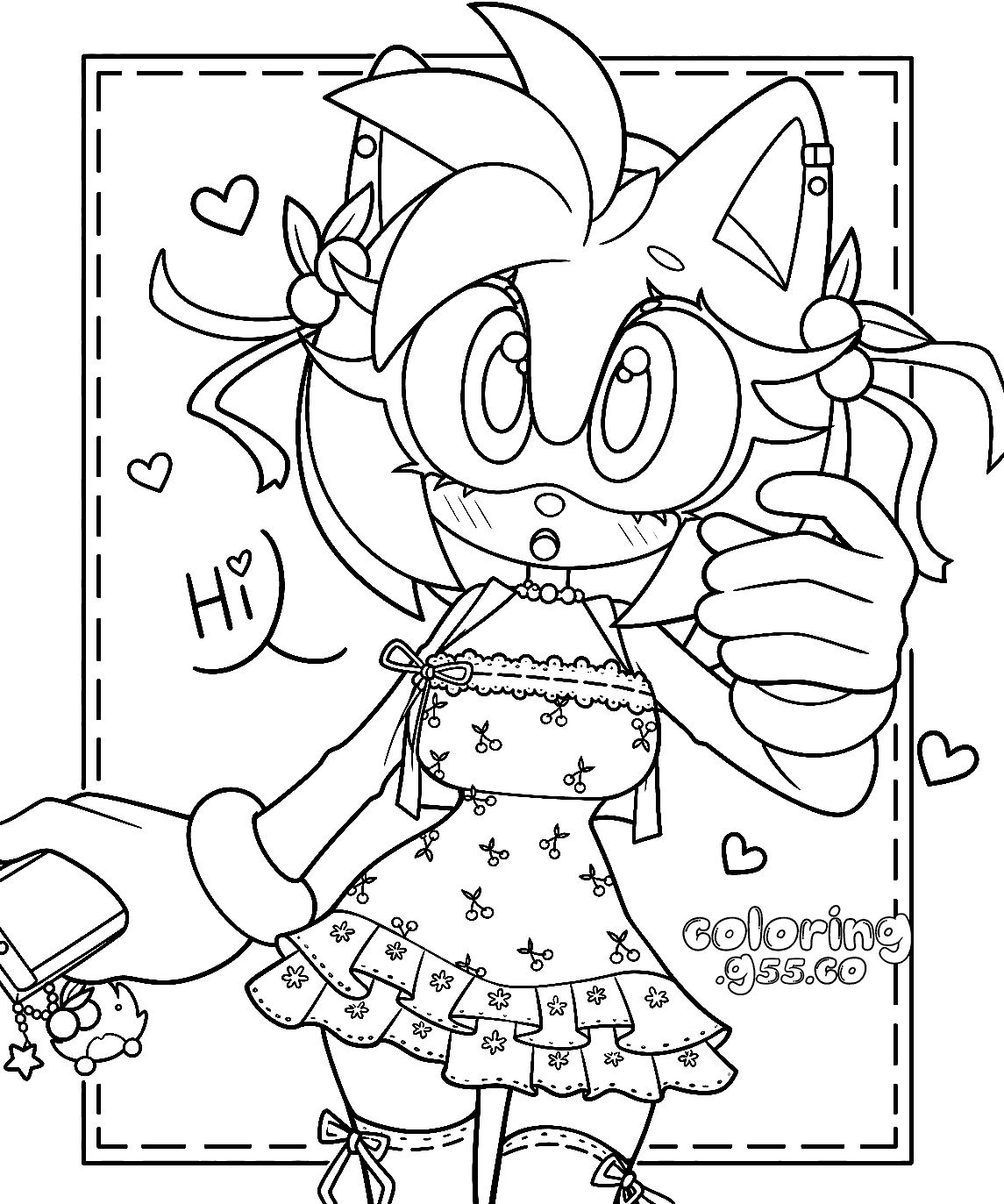 cute amy rose selfie sonic the hedgehog line art