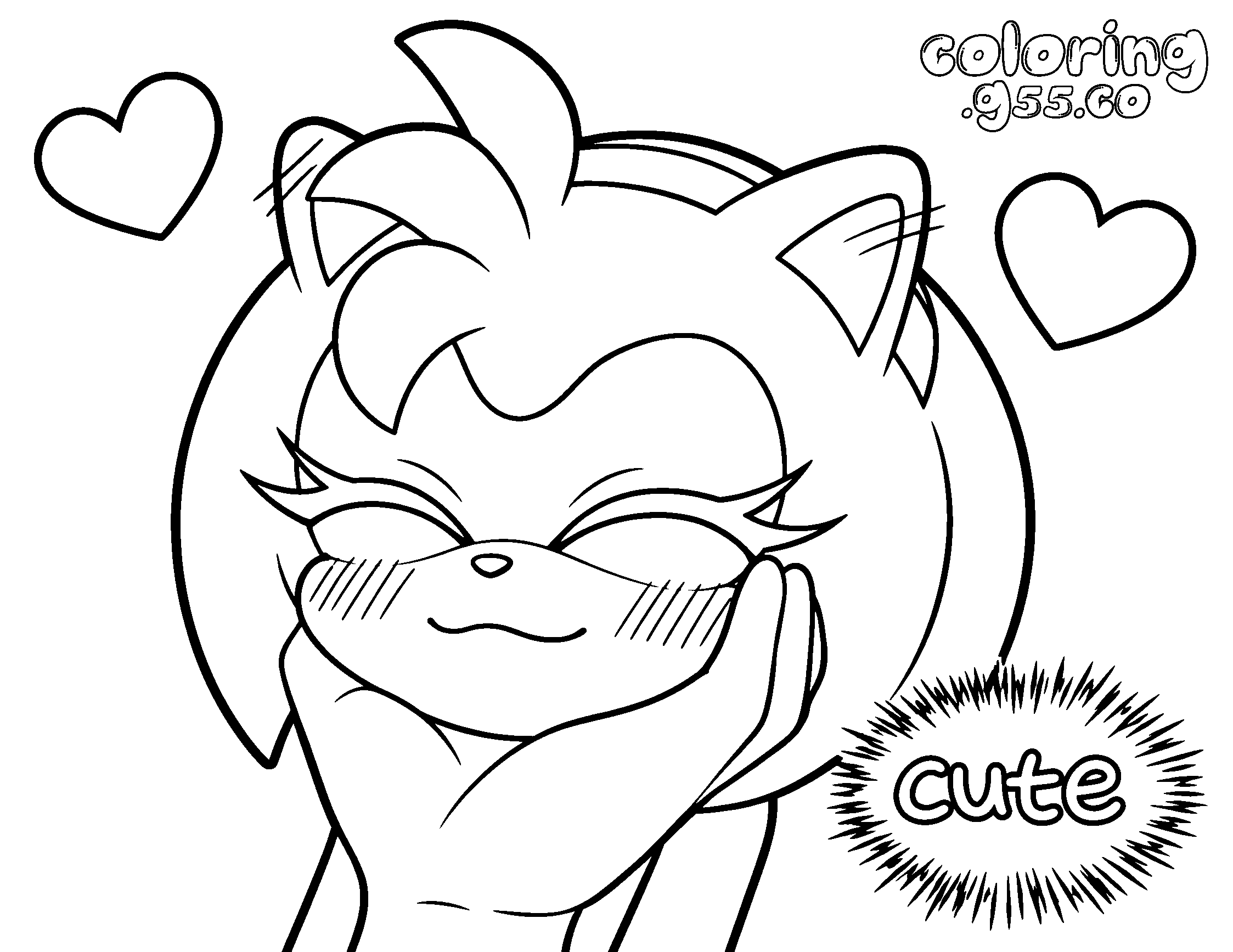 cute amy rose sonic line art