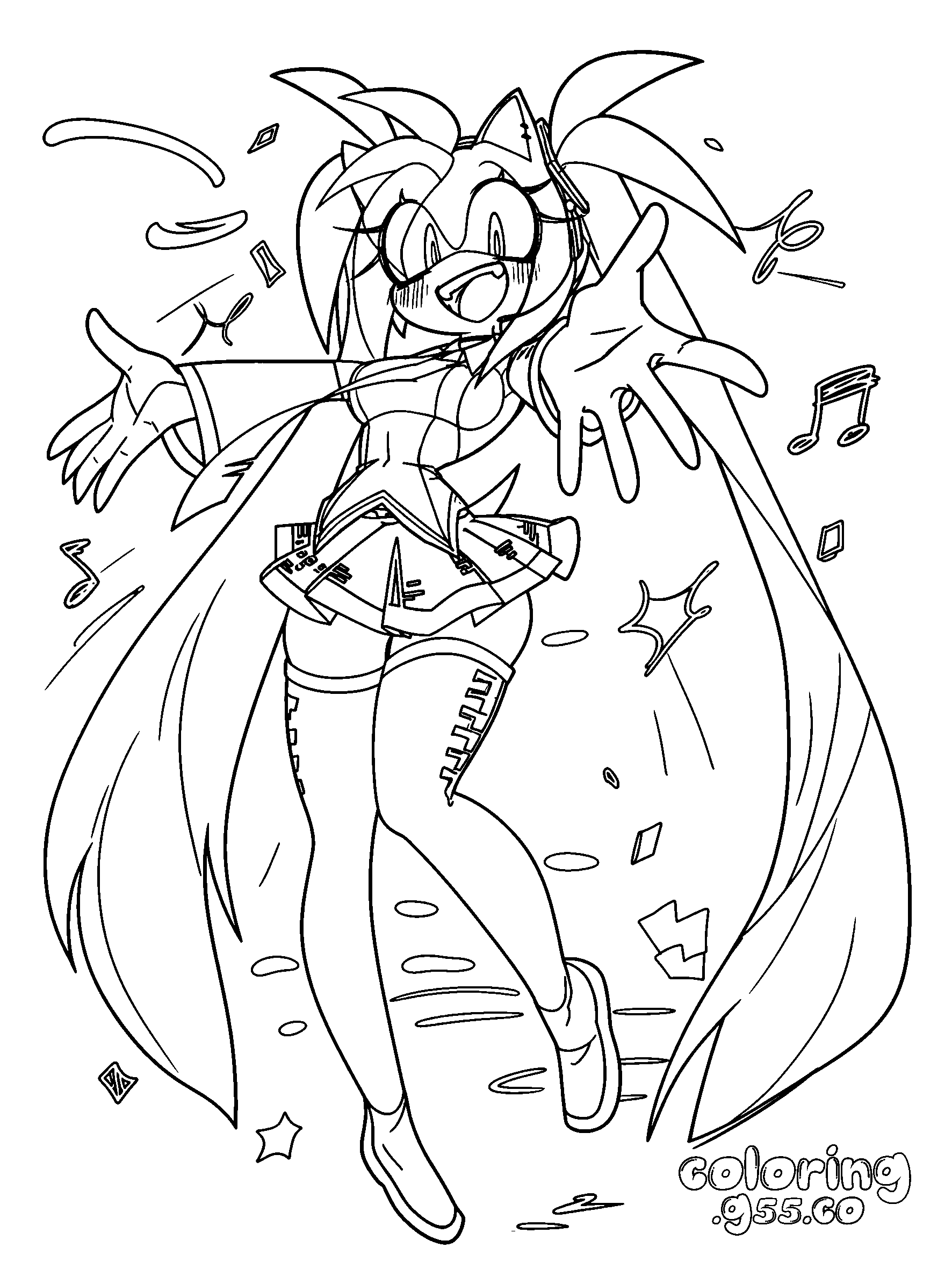 hatsune miku amy rose sonic line art