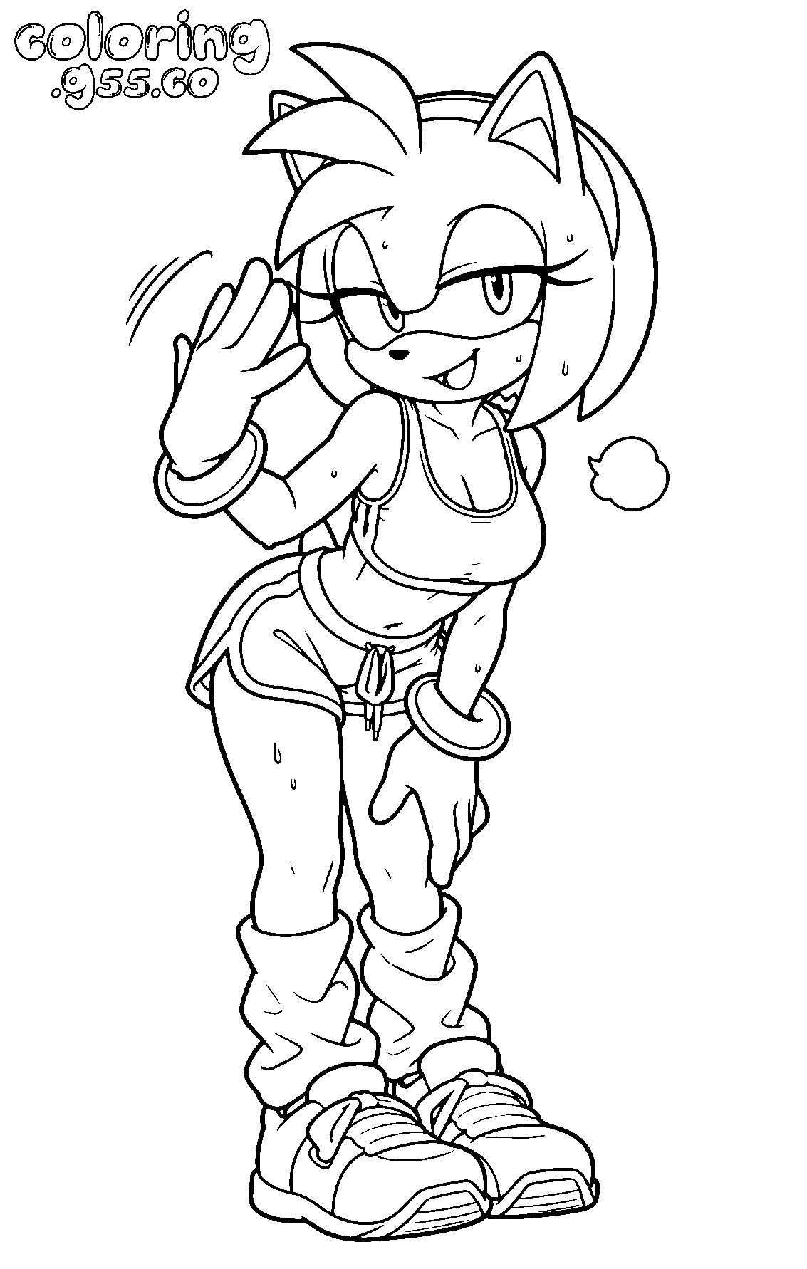 sporty amy rose sonic line art