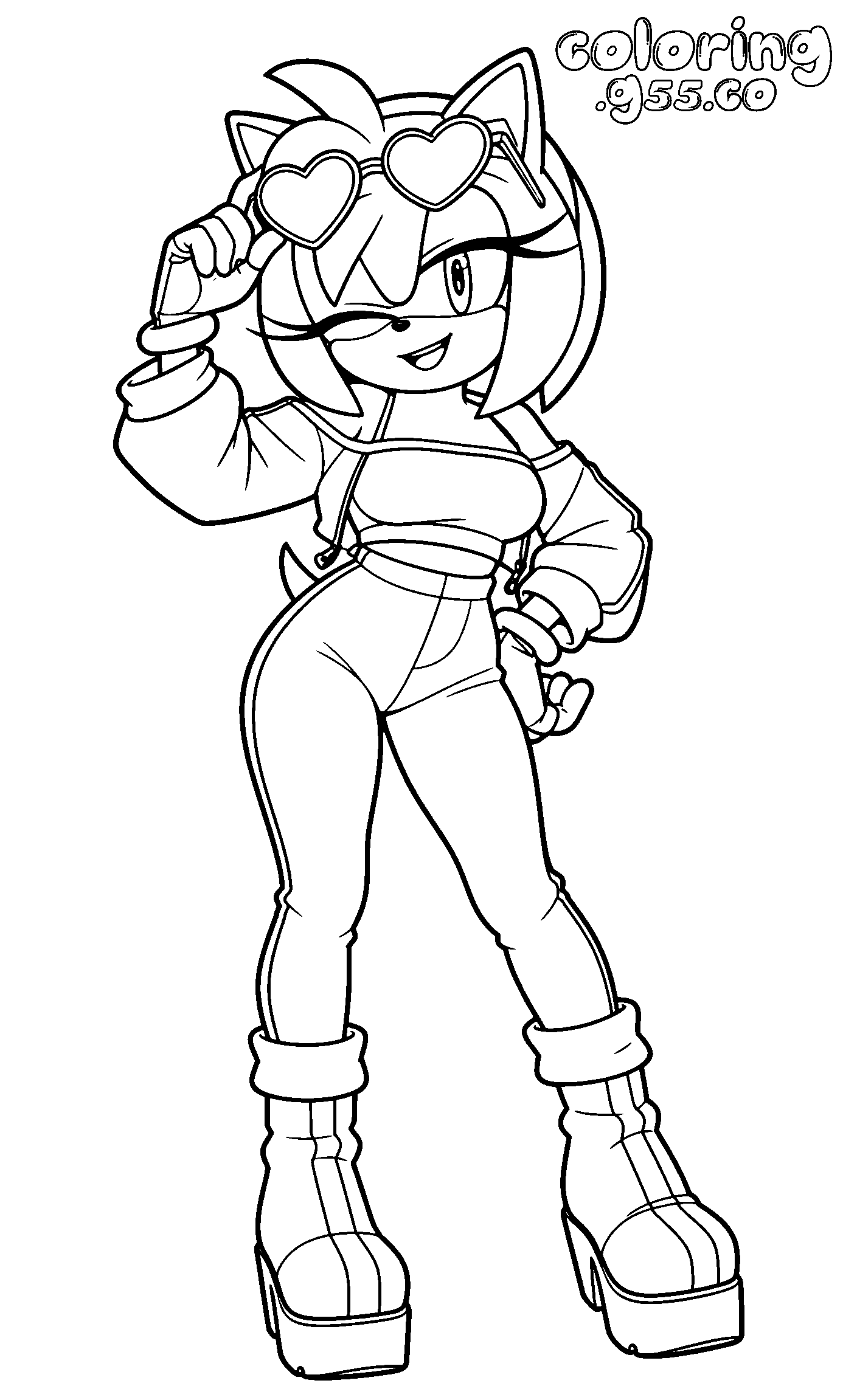 stylish amy rose sonic line art