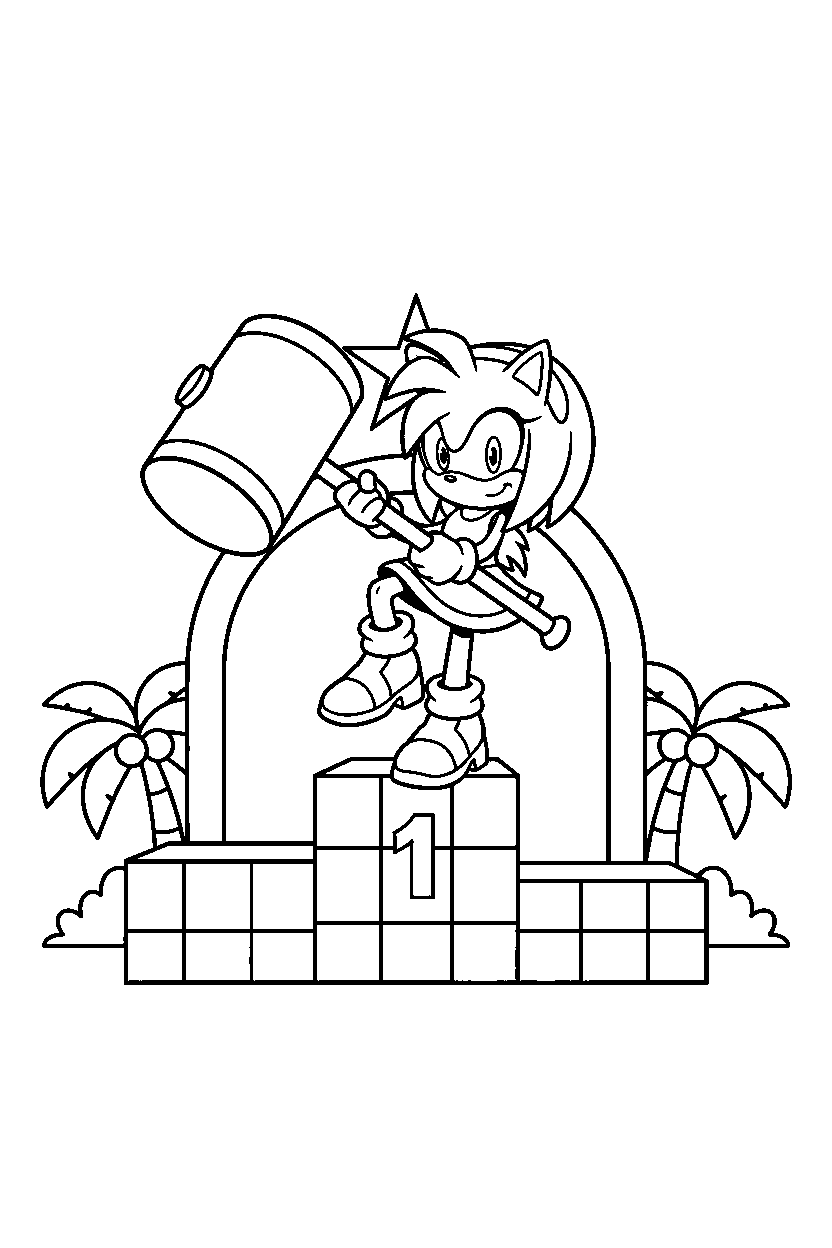 sonic amy balancing in finish area line art