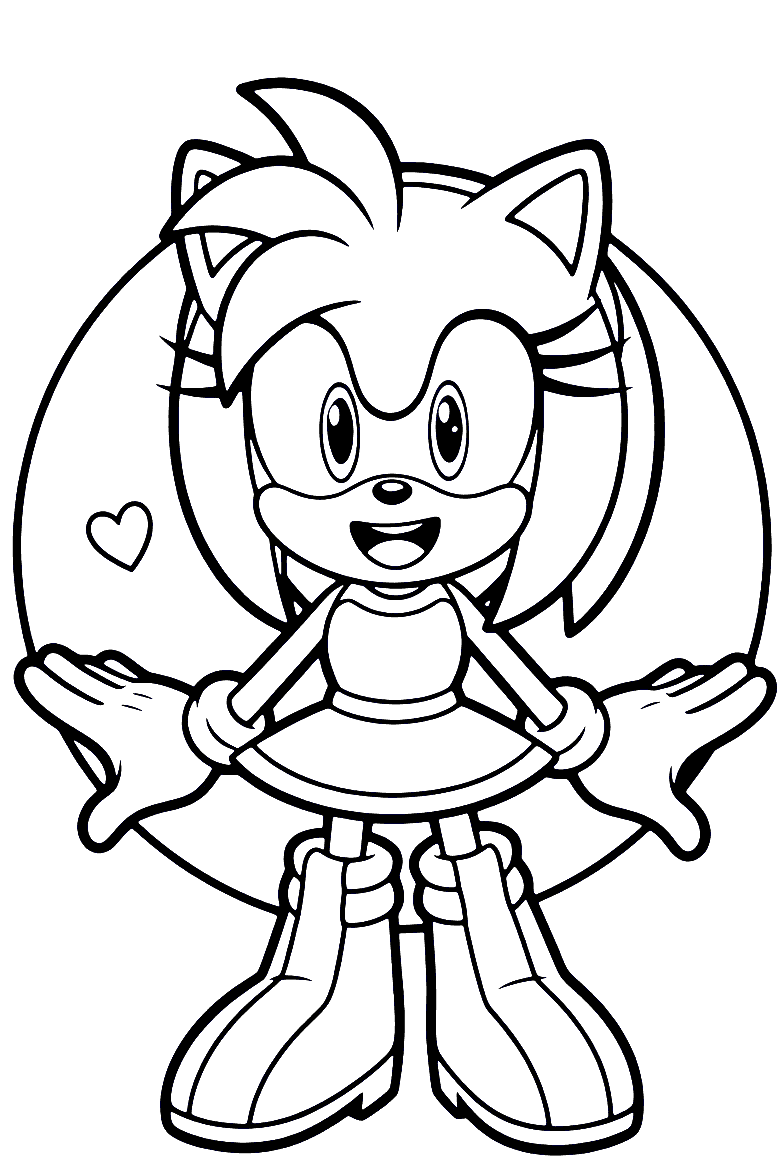 sonic amy rose heart portrait line art