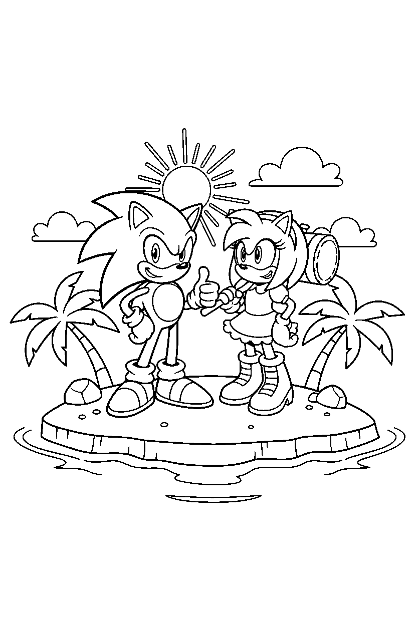 sonic amy watching on island line art