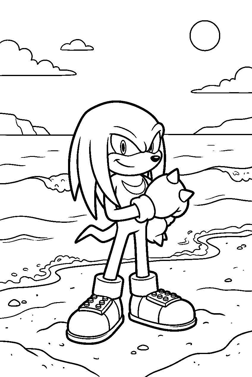 knuckles posing in ocean shore line art