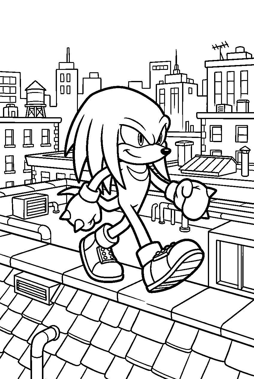 knuckles walking in rooftop run line art