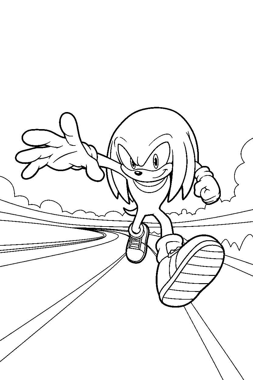 sonic knuckles reaching in running track line art