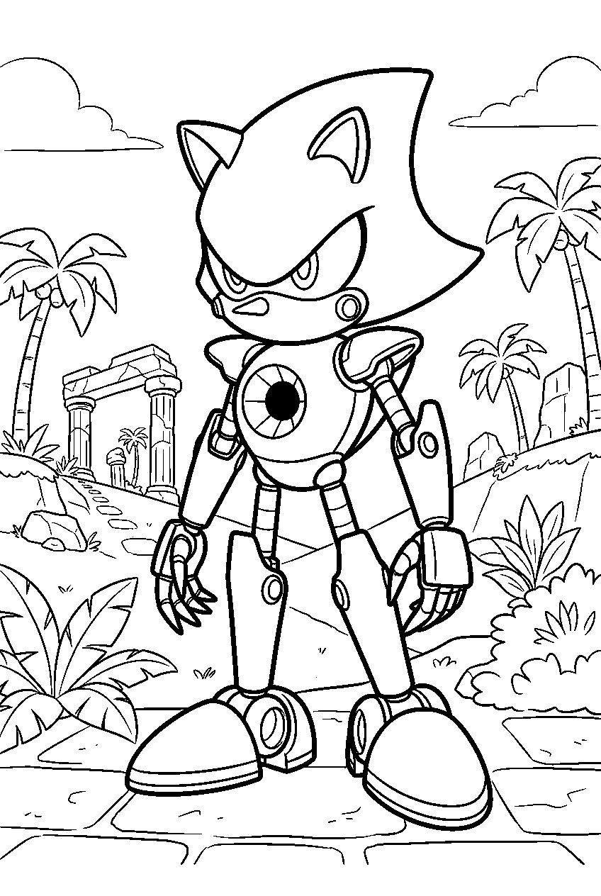 metal sonic in angel island line art