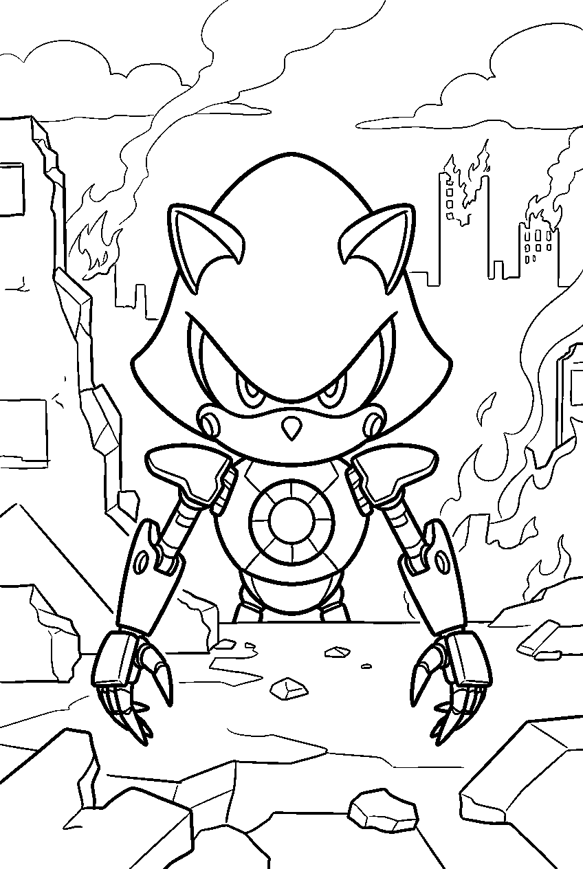 metal sonic in crisis city line art