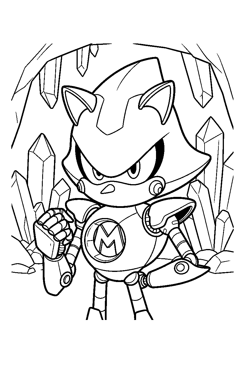 metal sonic in crystal cave line art