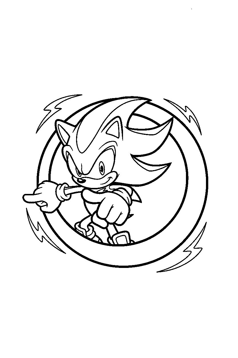 sonic shadow pointing in loop area line art