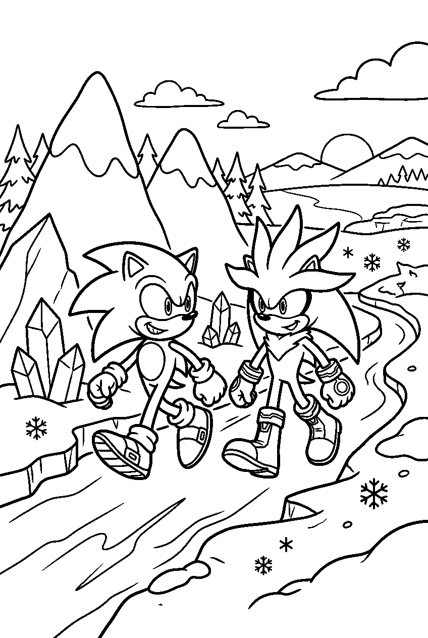 sonic silver exploring in ice cap zone line art