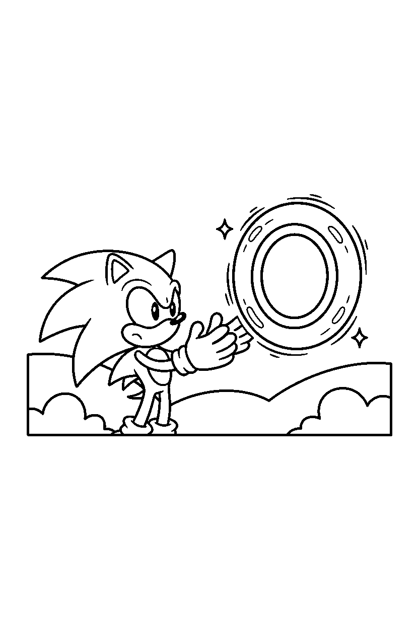 sonic silver observing by ring line art
