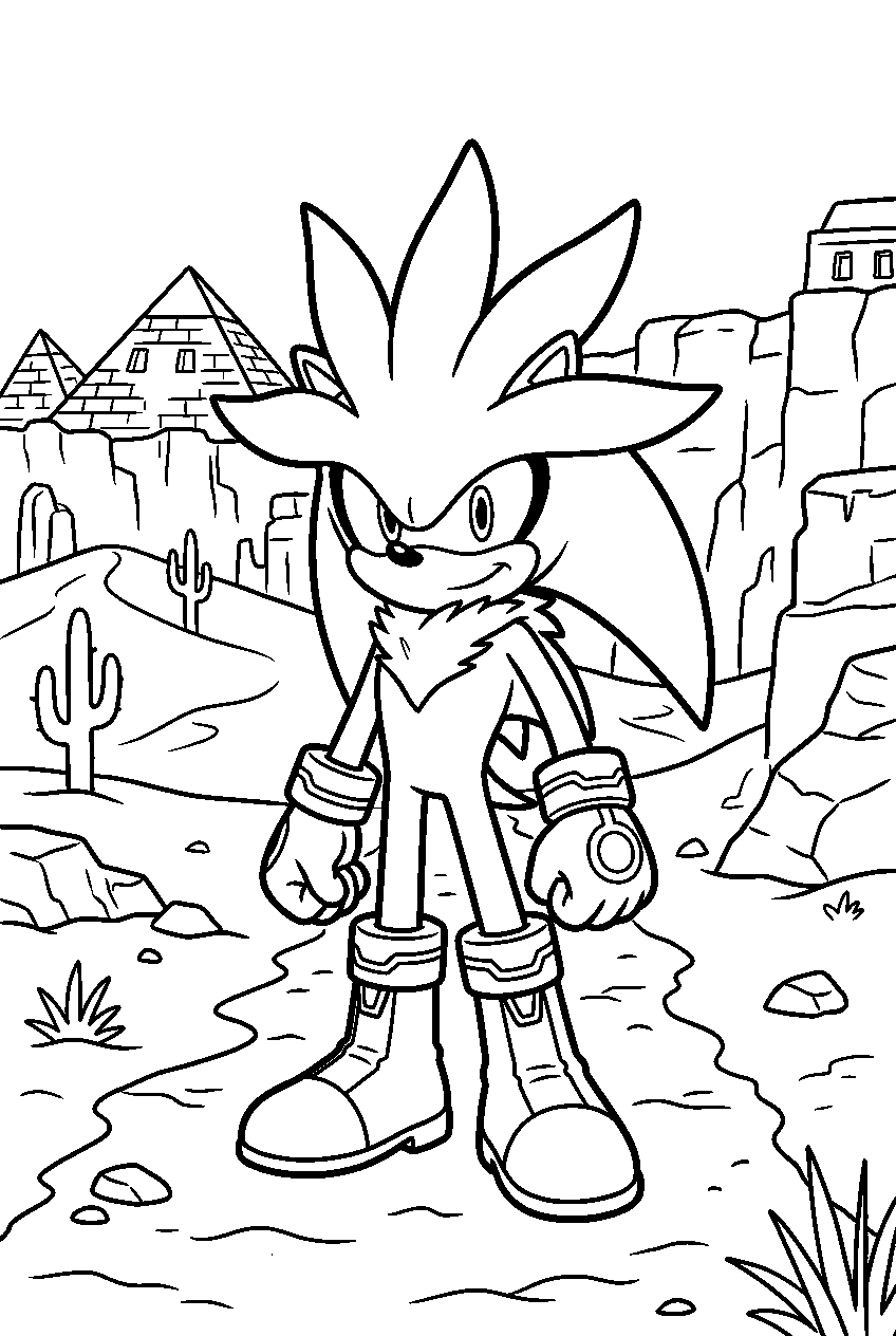 sonic silver standing in sandopolis zone line art