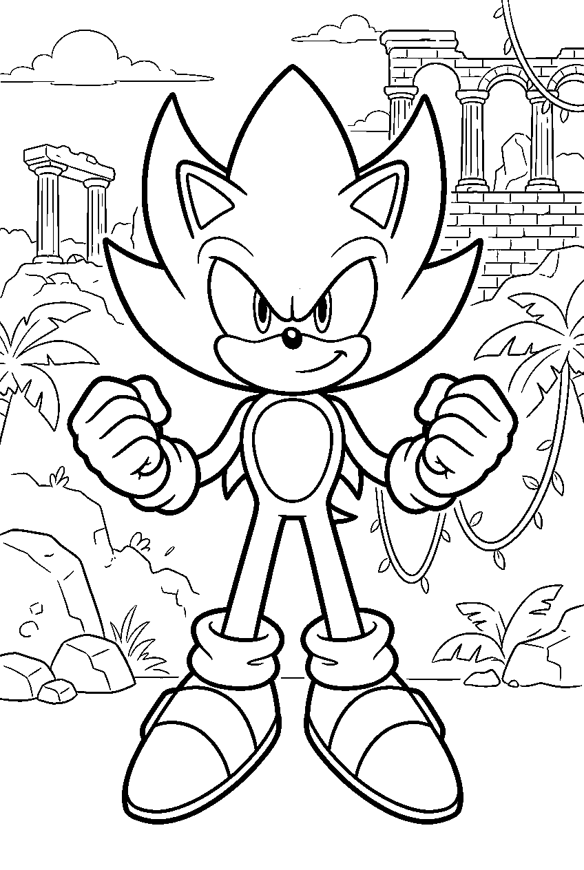 super sonic in angel island line art