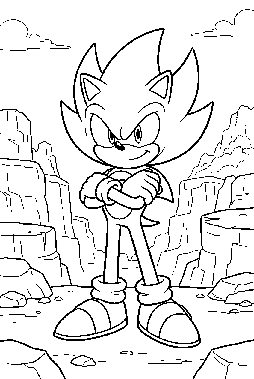 super sonic in canyon area line art