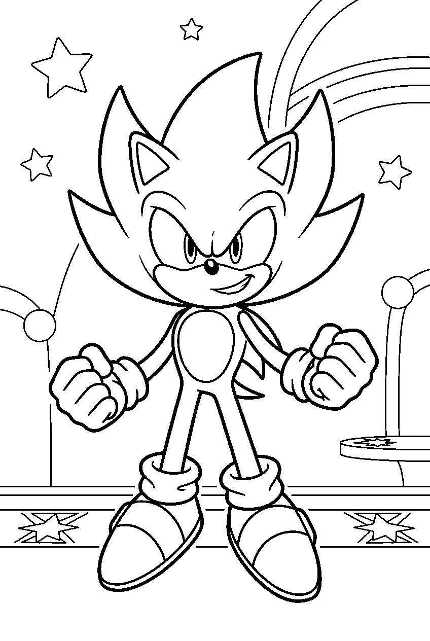 super sonic in star light zone line art