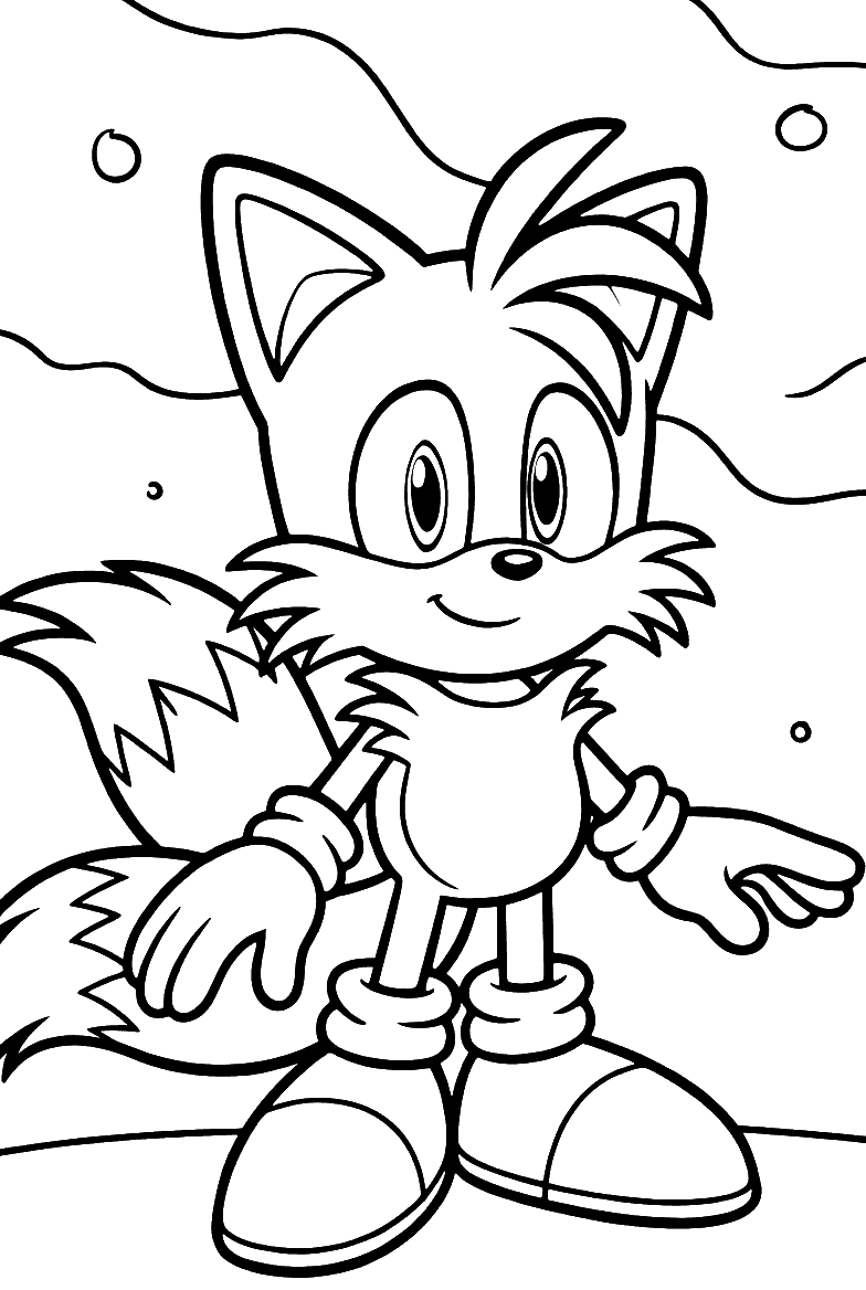 sonic tails the fox snowy adventure line art