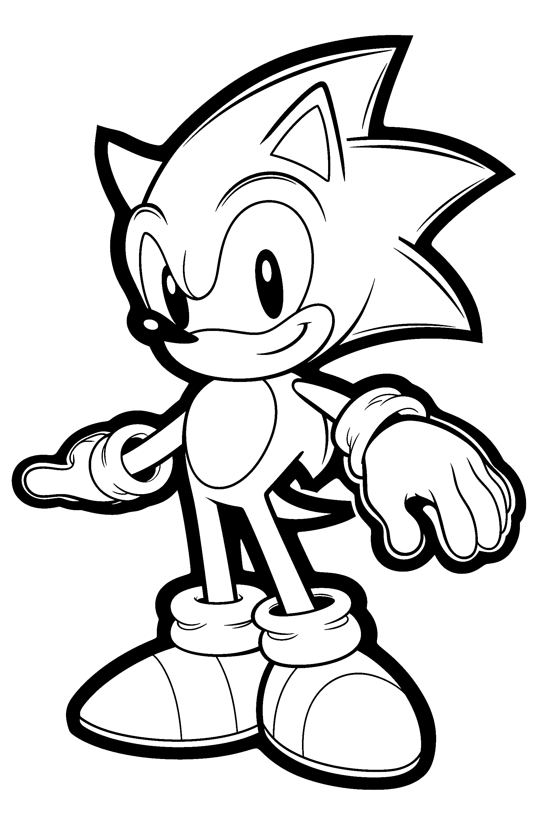 classic sonic the hedgehog full body line art