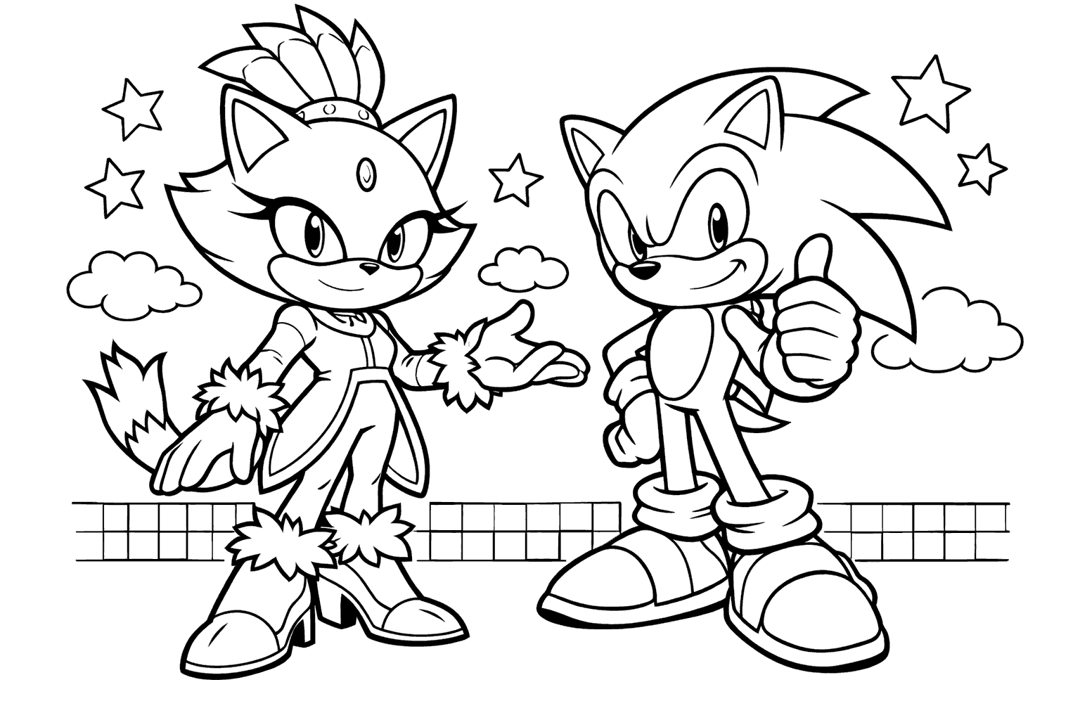 blaze the cat stars coloring sheet
