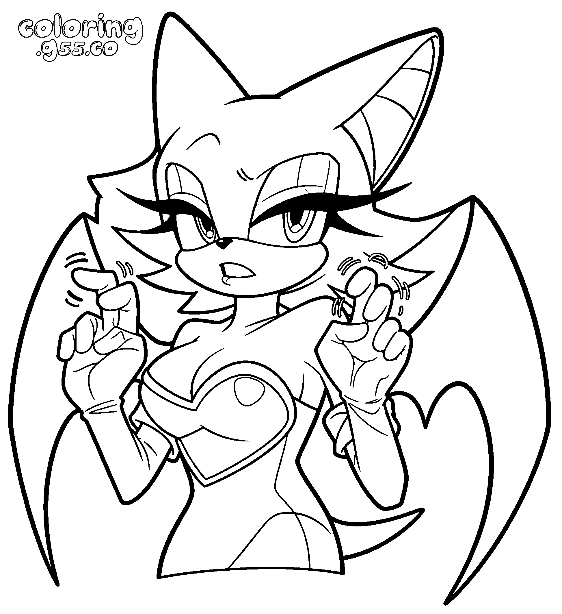 rouge the bat air quotes sonic line art
