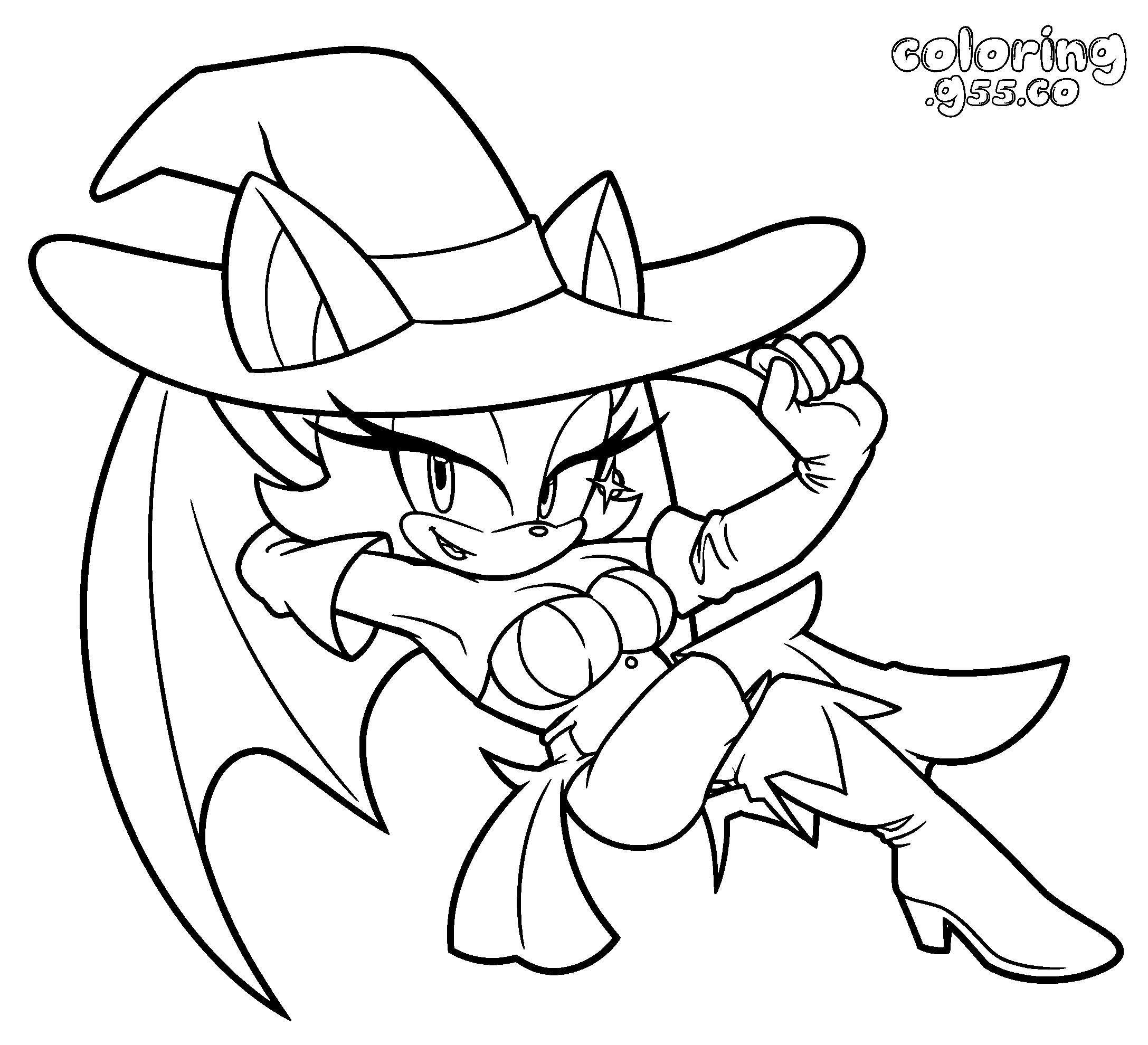 witch rouge the bat halloween line art