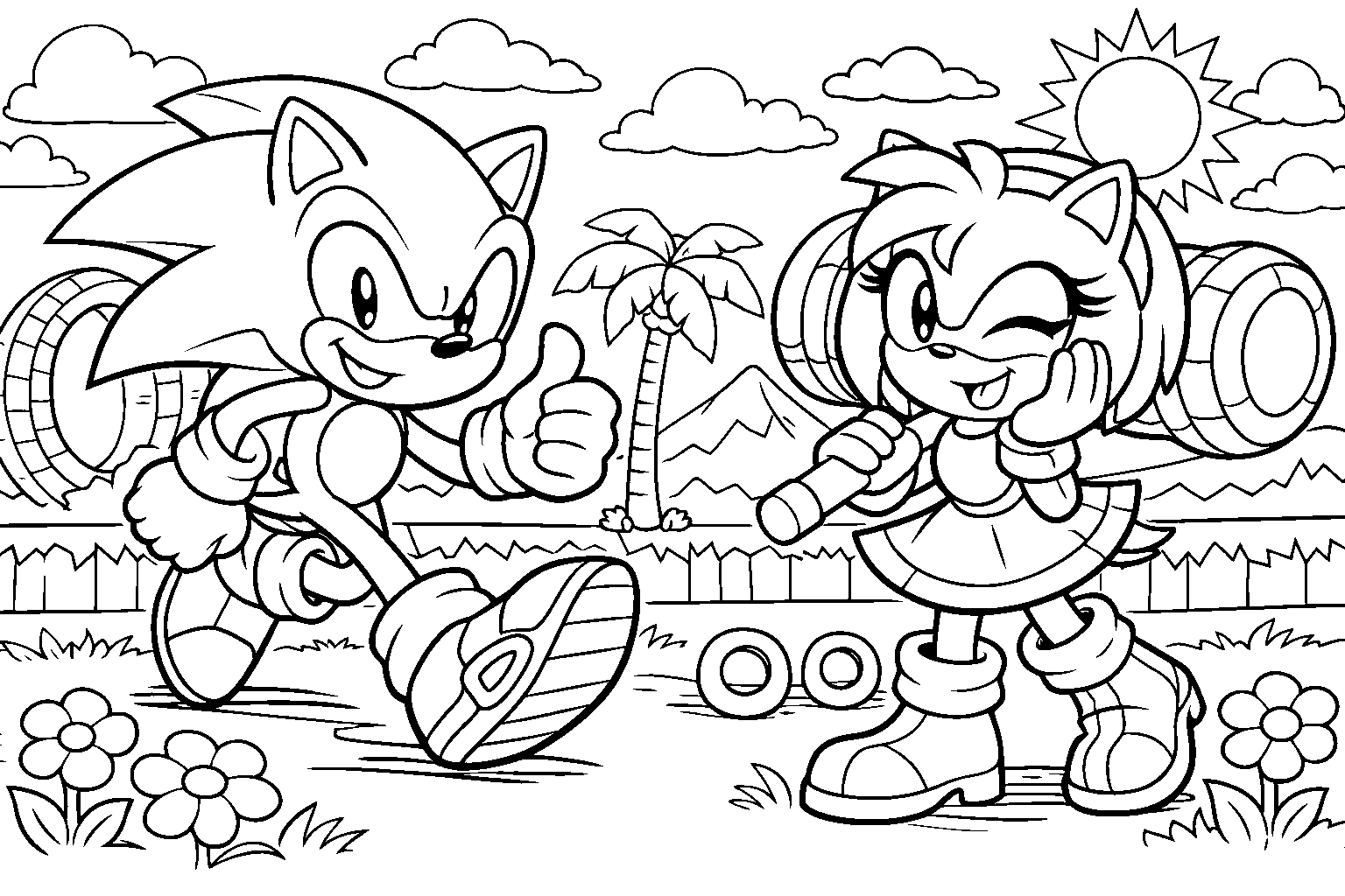 sonic the hedgehog and amy green hill coloring
