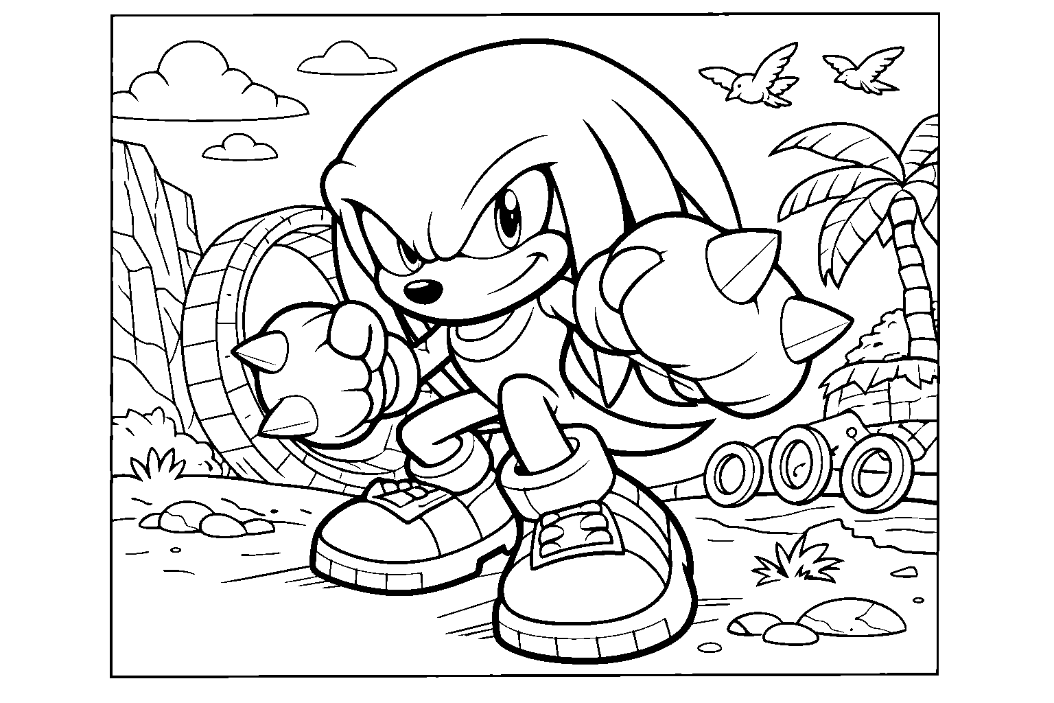 knuckles the echidna action line art