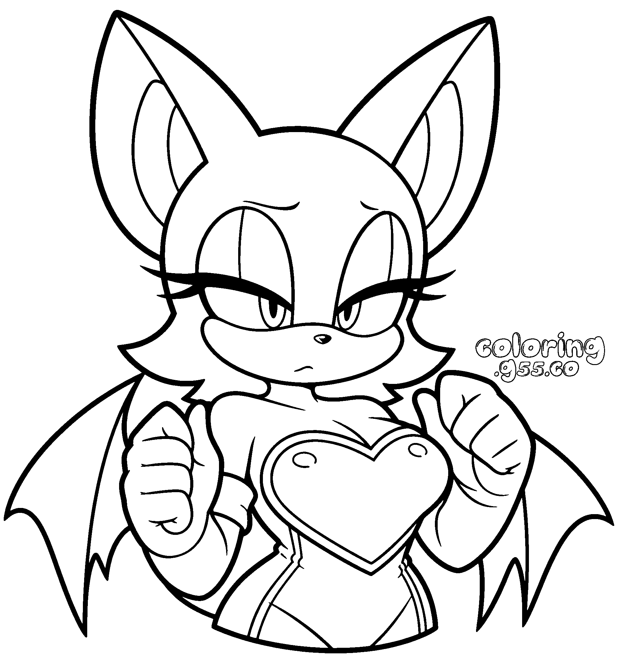 rouge the bat fighting stance sonic line art