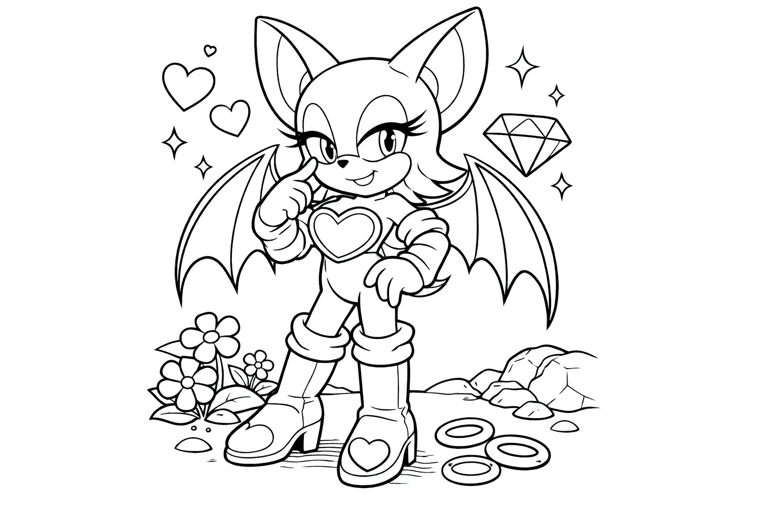 rouge the bat sonic line art