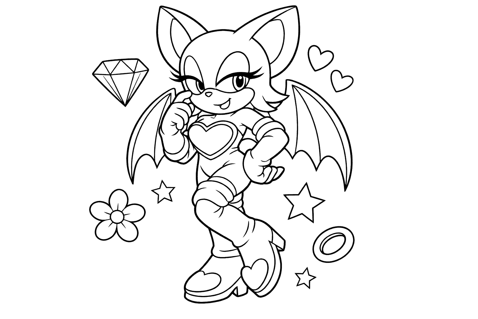 rouge the bat sonic the hedgehog line art