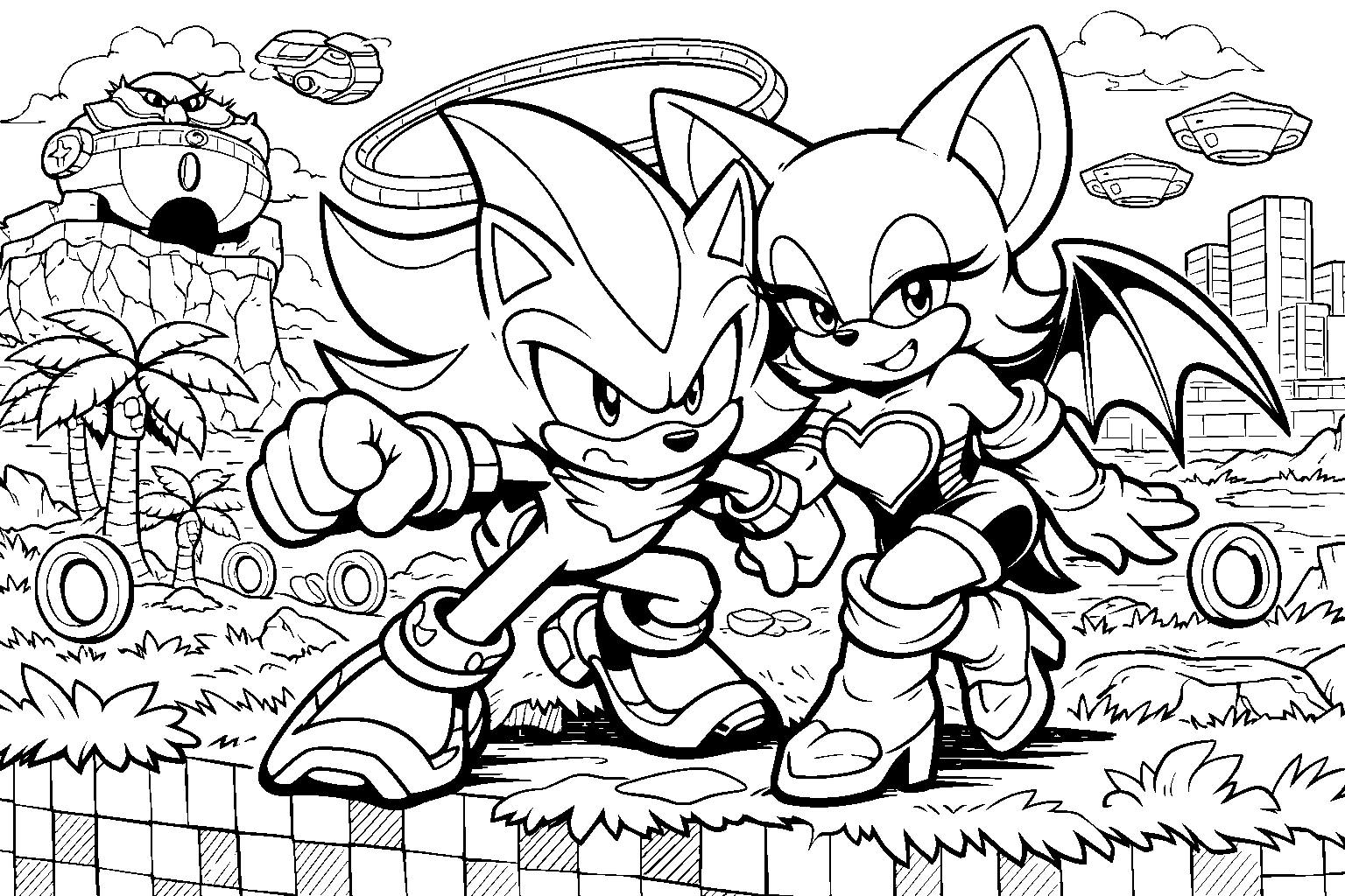 shadow and rouge team dark line art