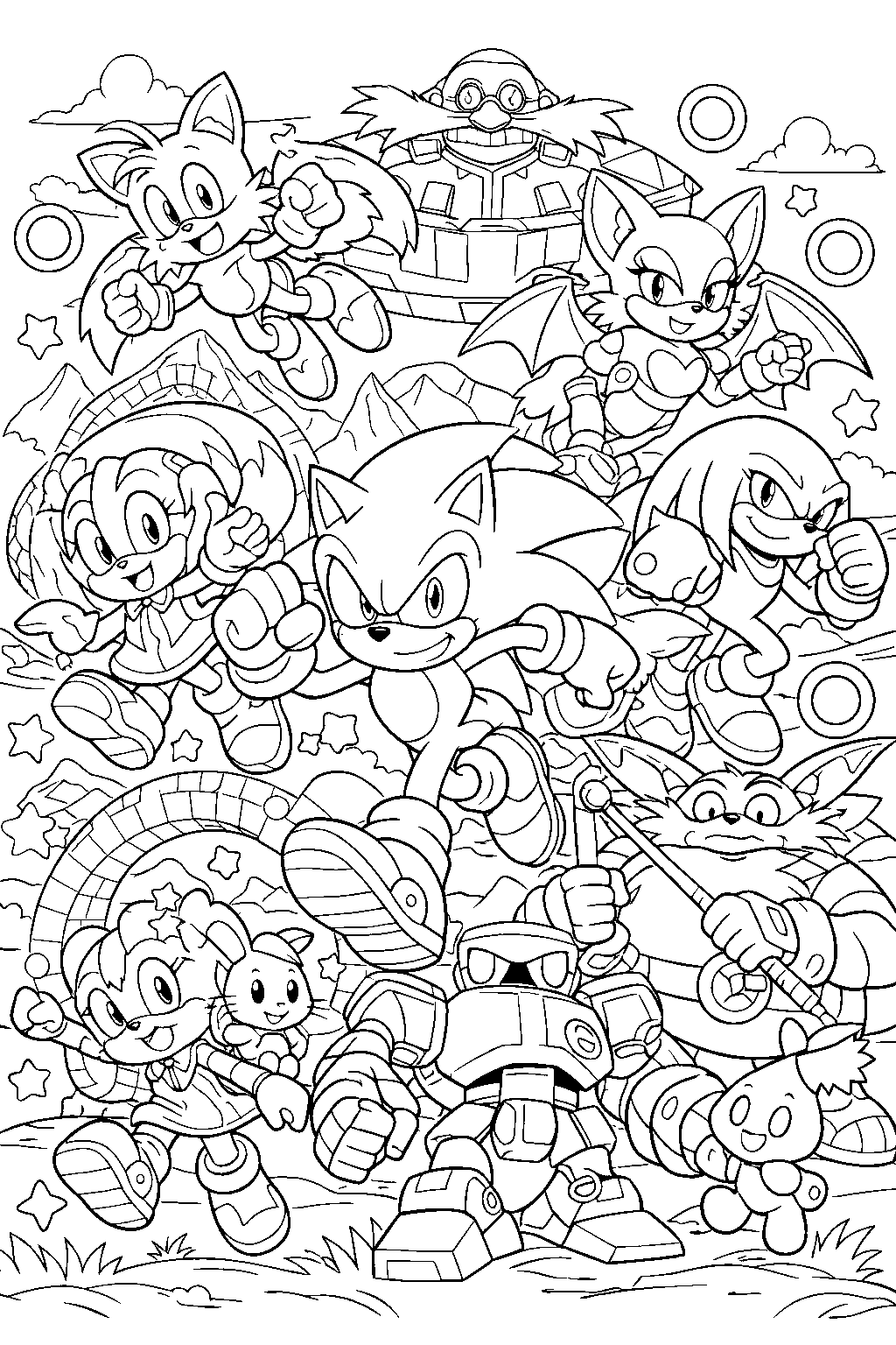 sonic and friends mega adventure line art
