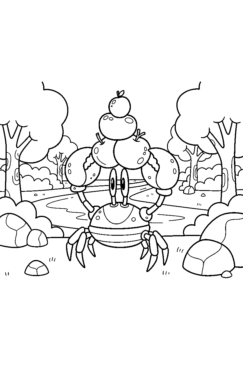 sonic crabmeat balancing in forest line art
