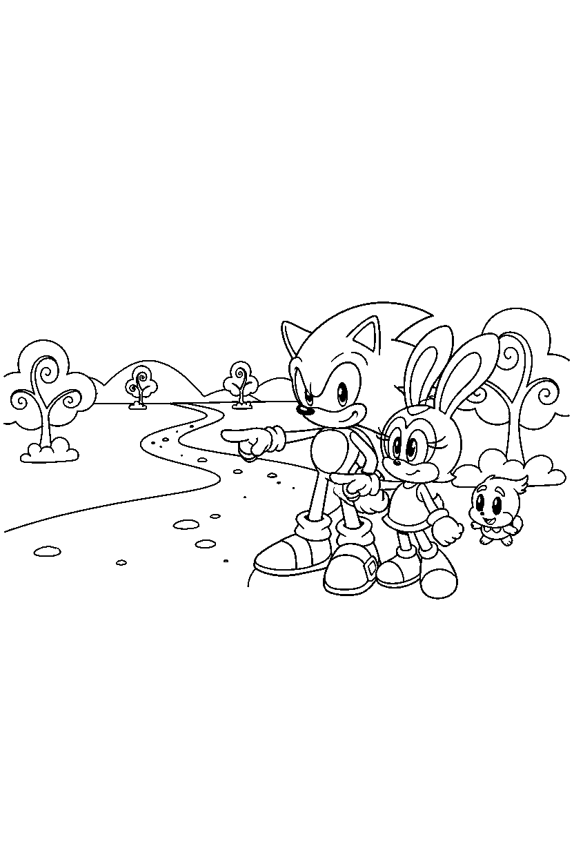 sonic cream pointing in road line art