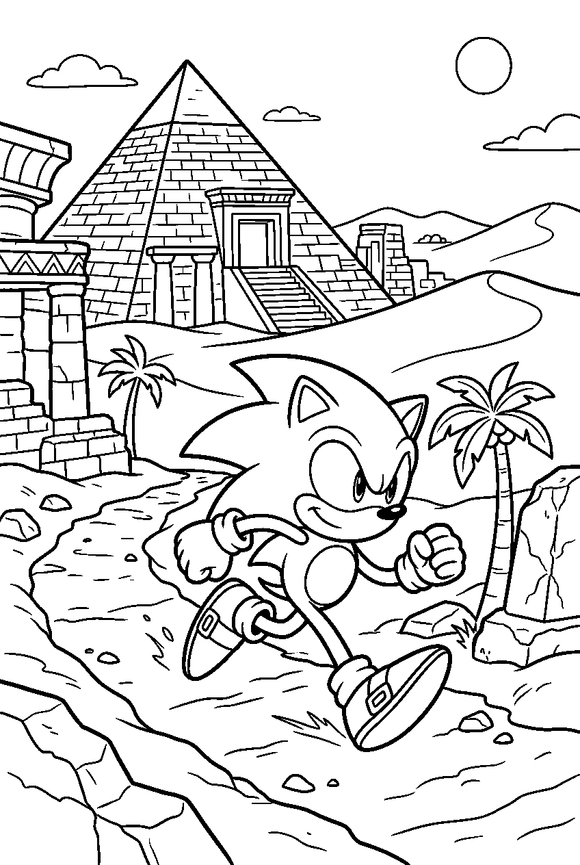 sonic exploring in sandopolis zone line art