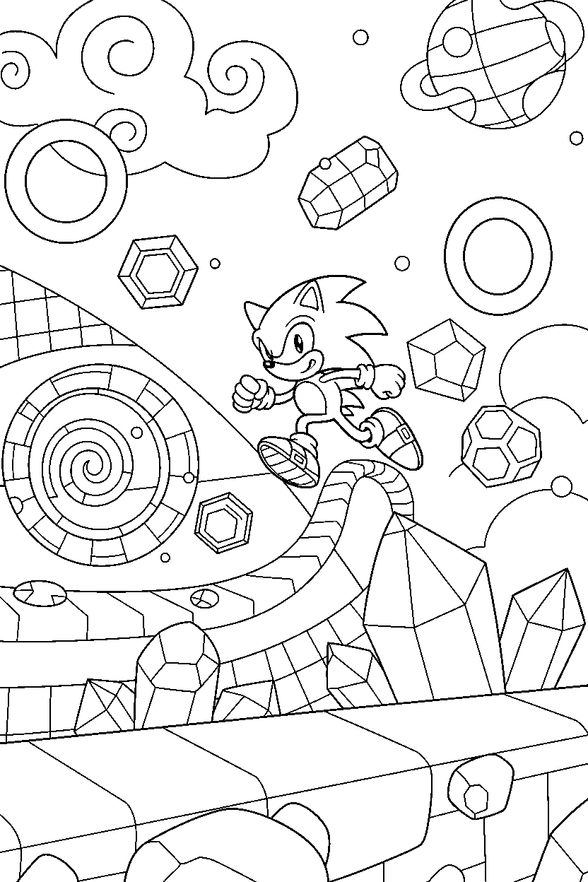 sonic exploring in special stage line art