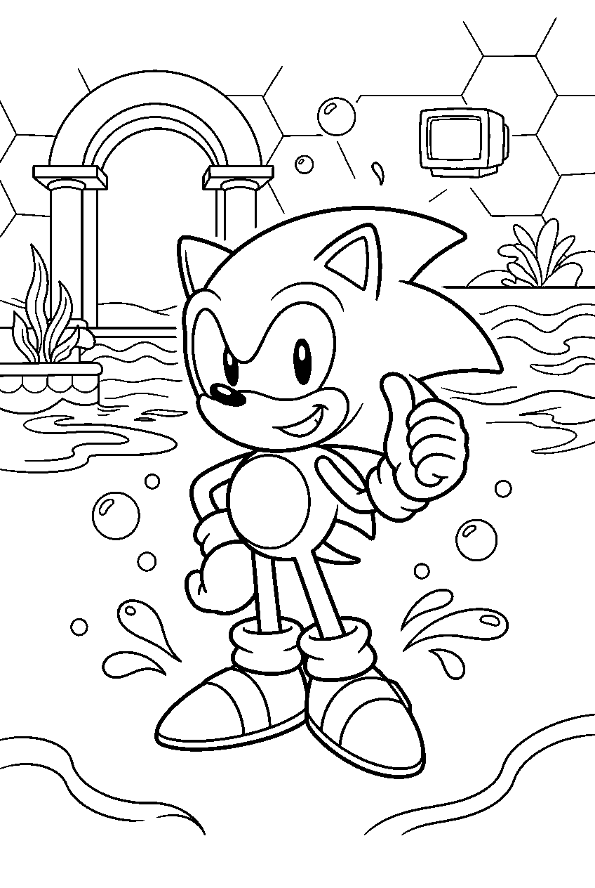 sonic in hydrocity zone line art