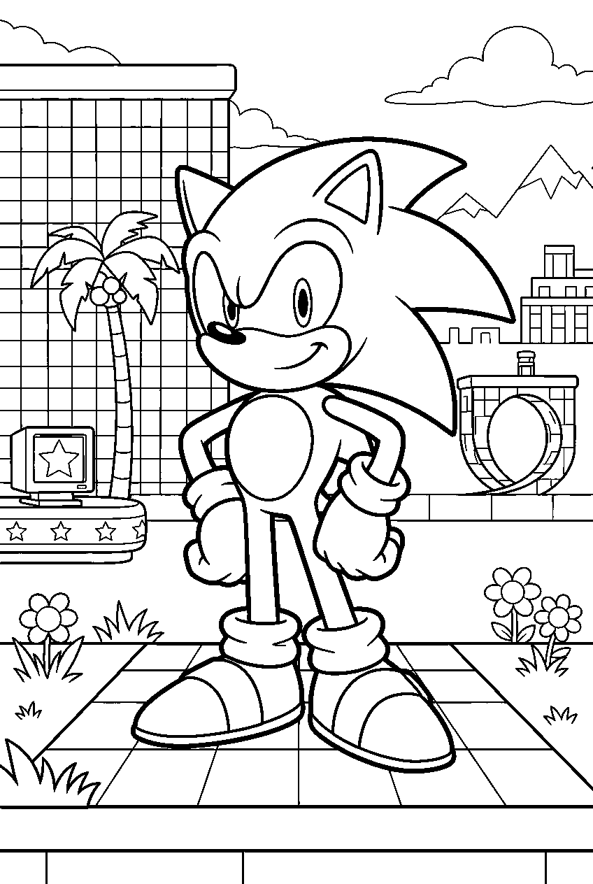 sonic in spring yard zone line art