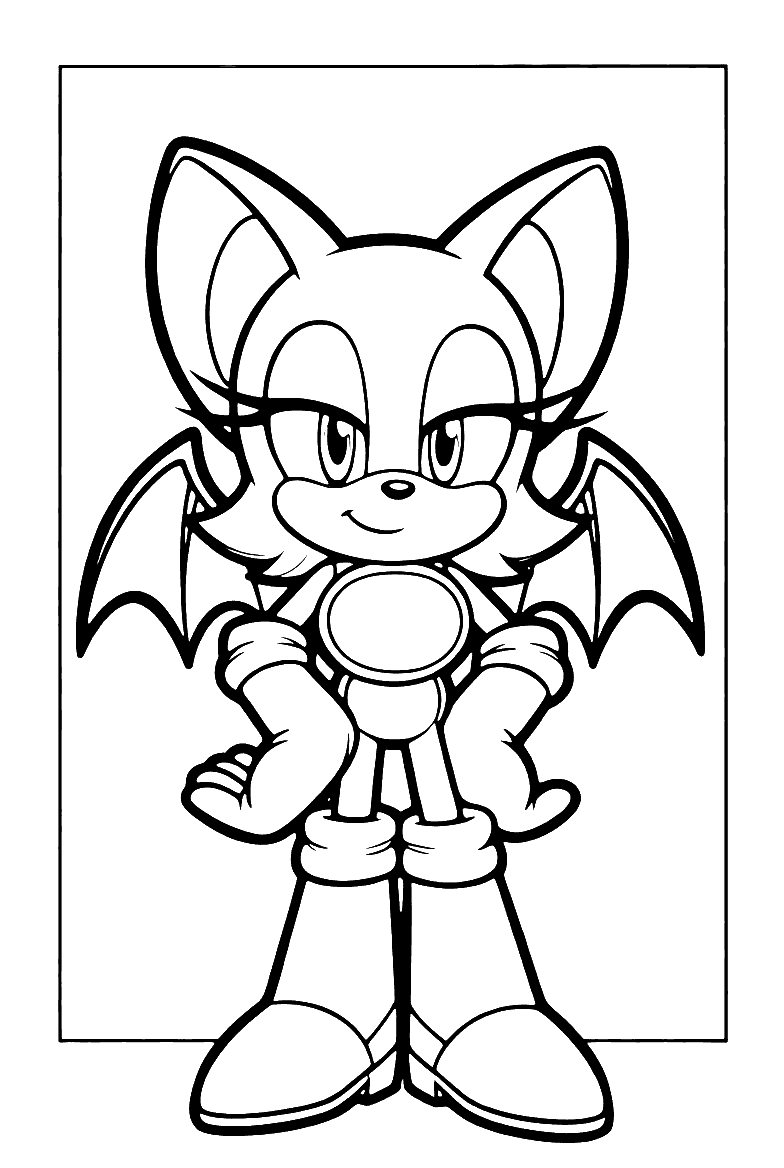 sonic rouge the bat confident pose line art