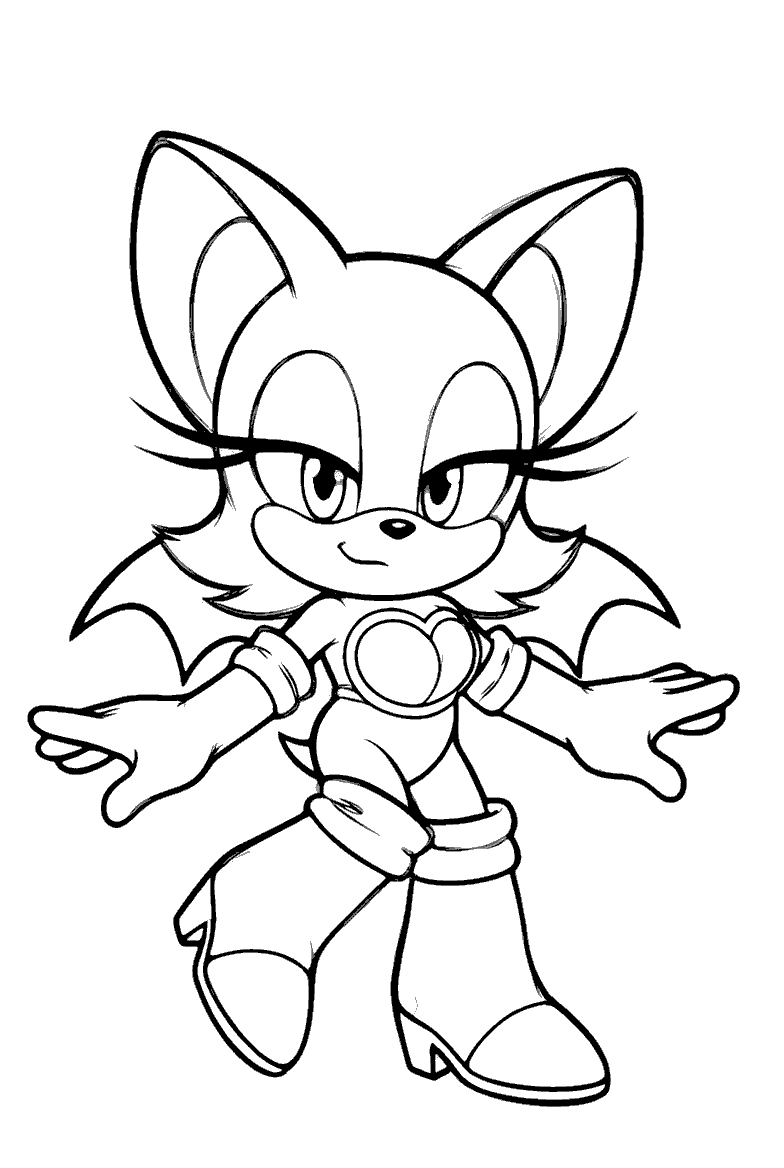 sonic rouge the bat stylish character line art