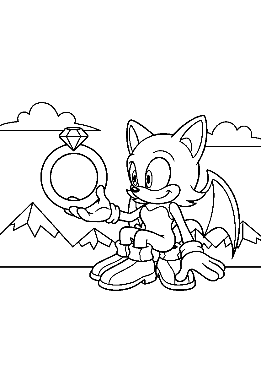 sonic rouge watching by ring line art
