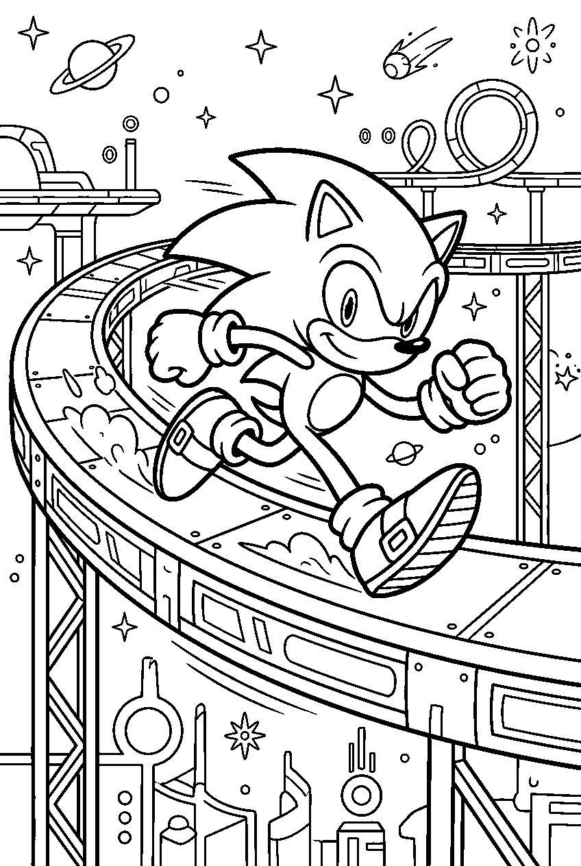 sonic running in star light zone line art