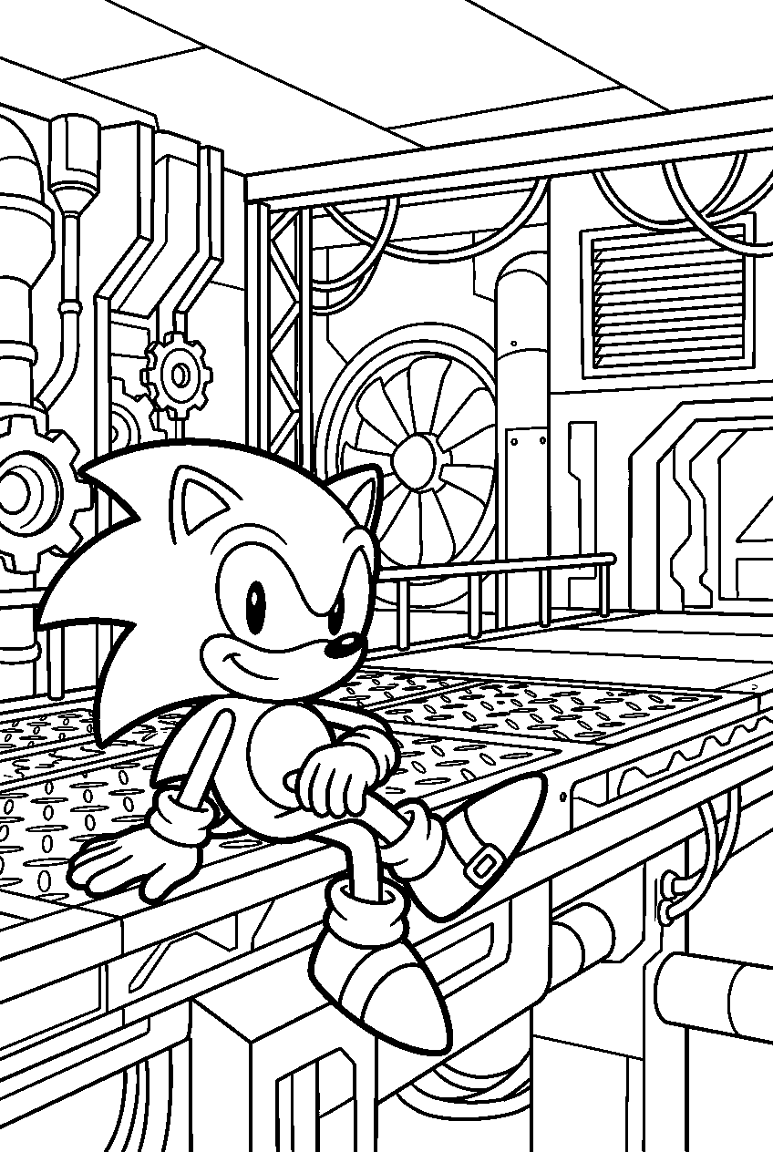 sonic sitting in flying battery zone line art