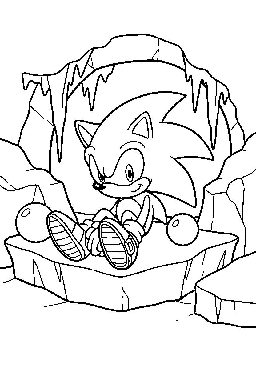 sonic sitting in ice area line art