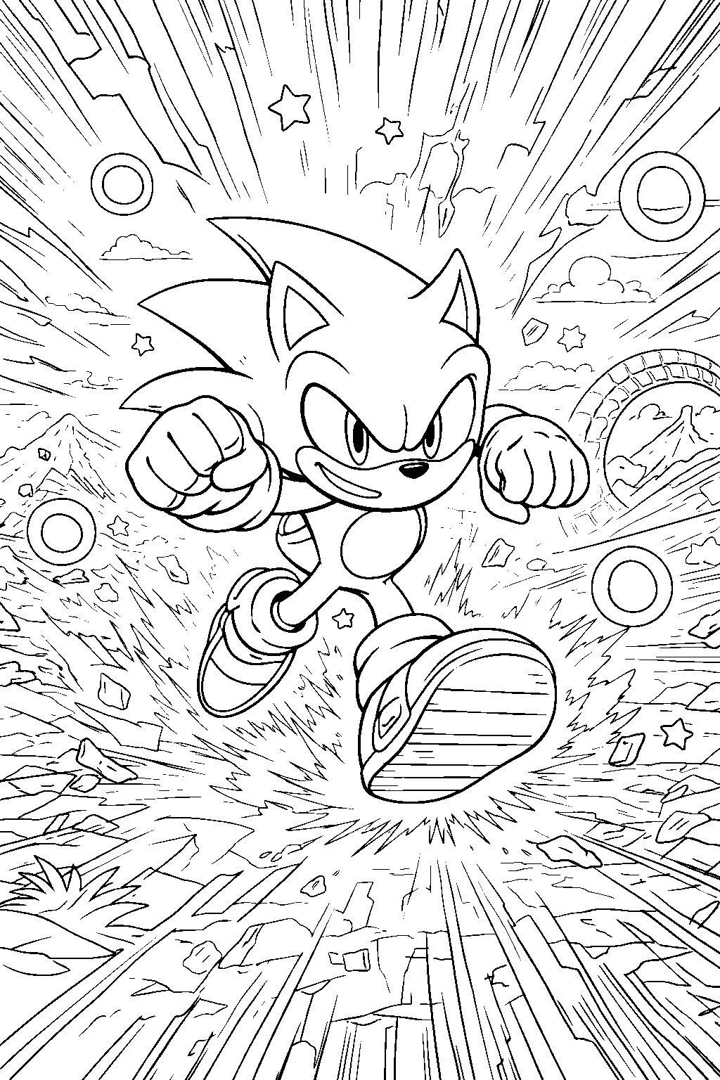 sonic the hedgehog speed dash line art
