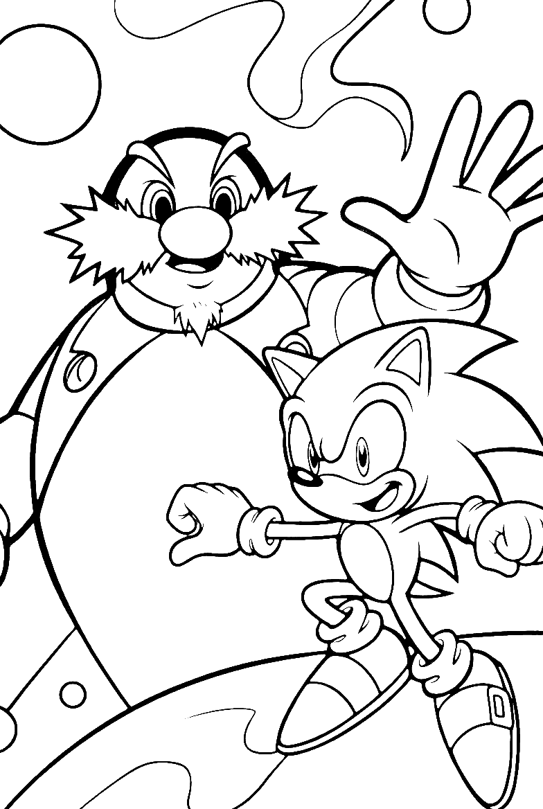 sonic vs doctor eggman battle scene line art