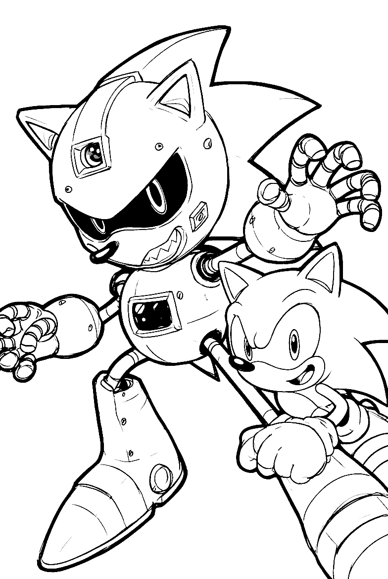 sonic vs metal sonic speed duel line art
