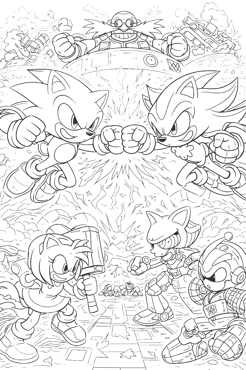 sonic vs shadow rivalry line art