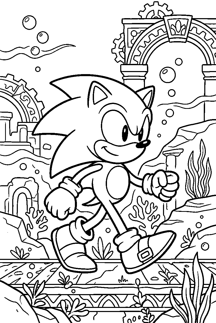 sonic walking in hydrocity zone line art